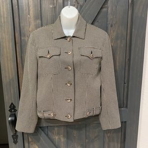 Vintage Augustus 80s Blazer Jacket HoundstoothBlack White Sz 8 USA